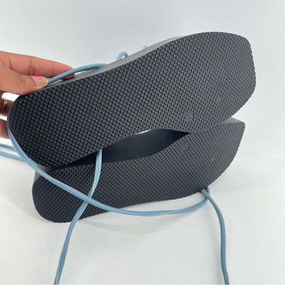 Free People Georgie Blue Wrap Gladiator Platform Open Toe Wedge Sandals Size 9 - Picture 11 of 16